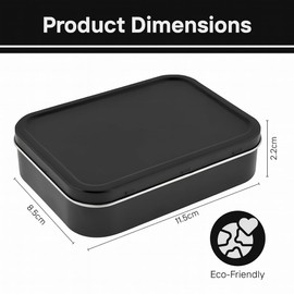Black Metal Cigarette Holder Tin with Silver Trim – Compact Tobacco Storage Case for Men and Women, Portable Cigarette Box for Travel, Durable Metal Smoking Accessory
