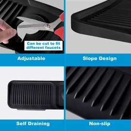 Kitchen Sink Splash Guard, 24 Inch Sink Faucet Mat Splash Guard, Sink Water Splash Guard, Faucet Guard & Draining Mat, Silicone Sink Guard, Faucet Mat For Kitchen Sink,Sink Splash Guard Behind Faucet