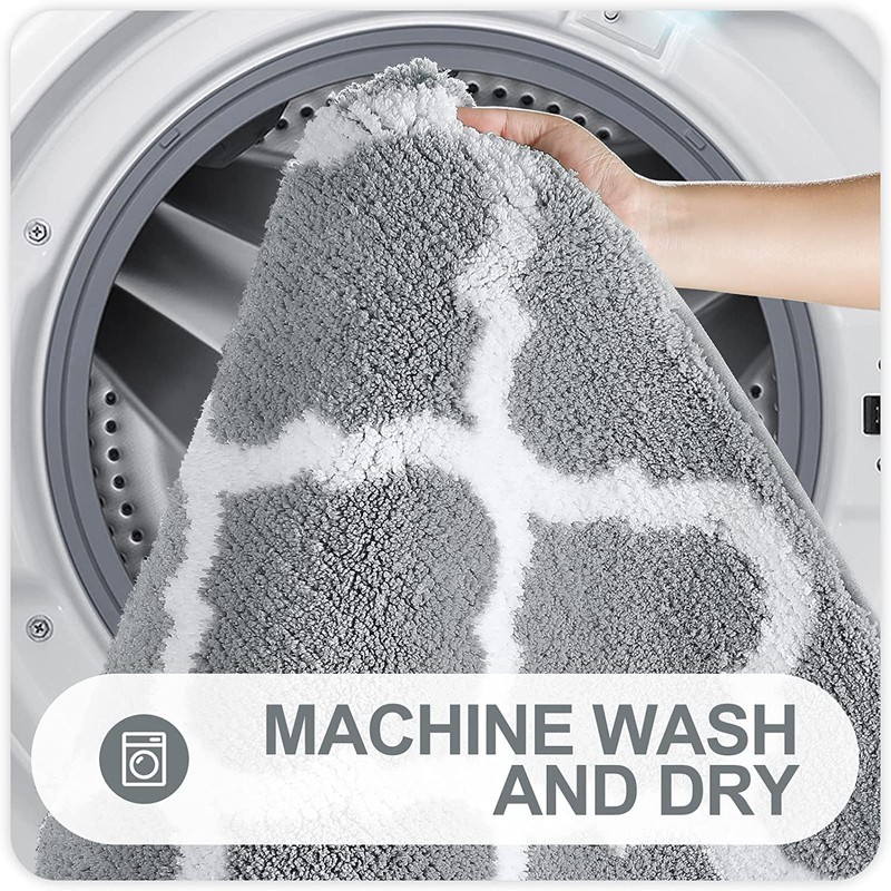 Homaxy Non-Slip Bath Mat Set, Soft Deep Pile Bathroom &