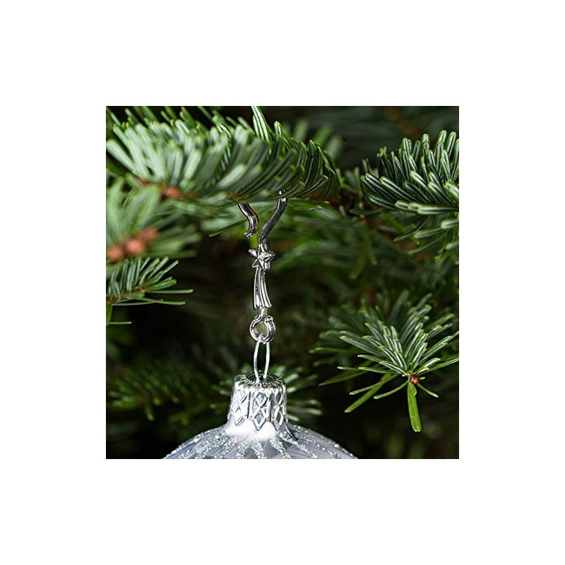 Pack of 60 Christmas Baubles Hooks 'Chrome Silver Star' Hanger