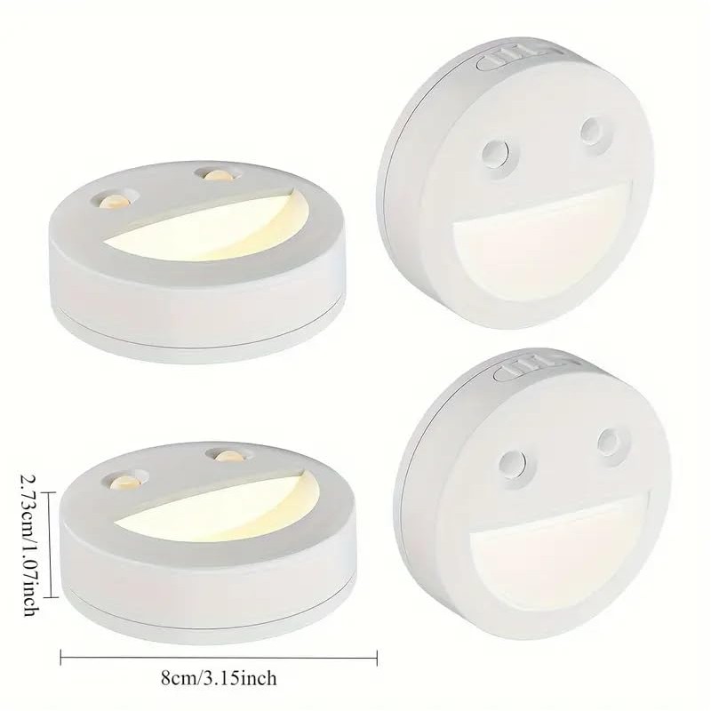 Smart LED Night Light with Motion Sensor, Round Smiley Face