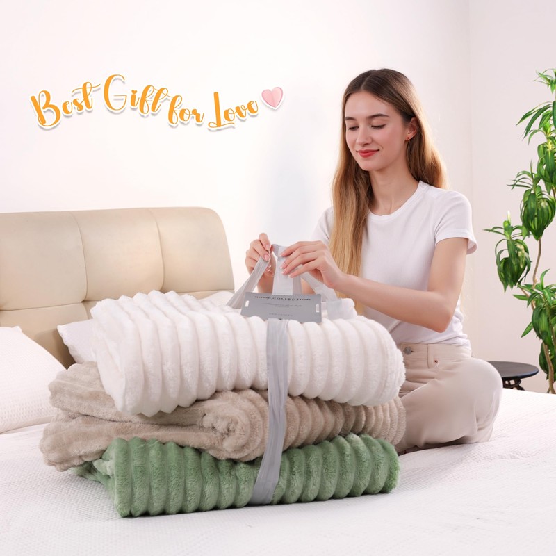 VANJOROY Fleece Fluffy Blanket Large Throw for Sofa and Bed,