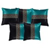 GULAAL ART Teal Blue & Black Indian Soft Silky Satin