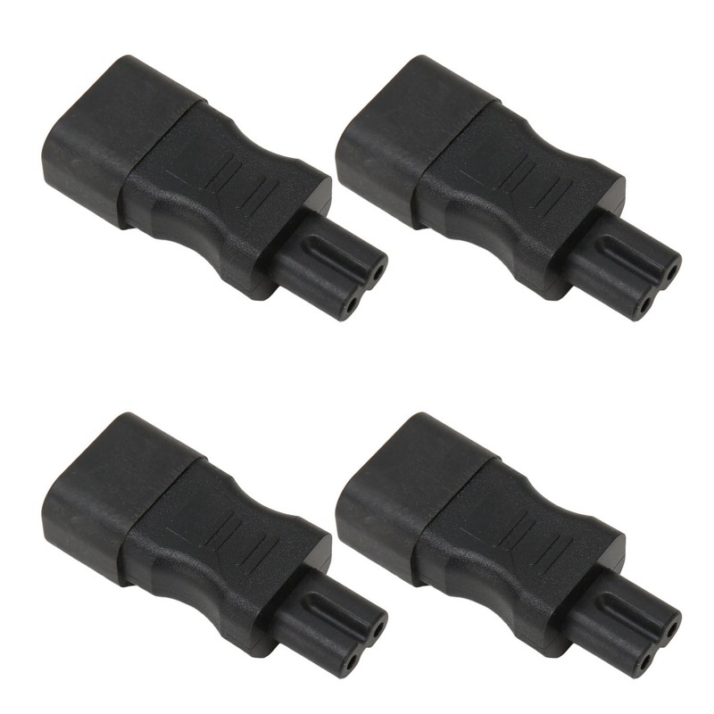 4Pcs IEC320 C14 to IEC320 C7 Power Adapter Universal Black