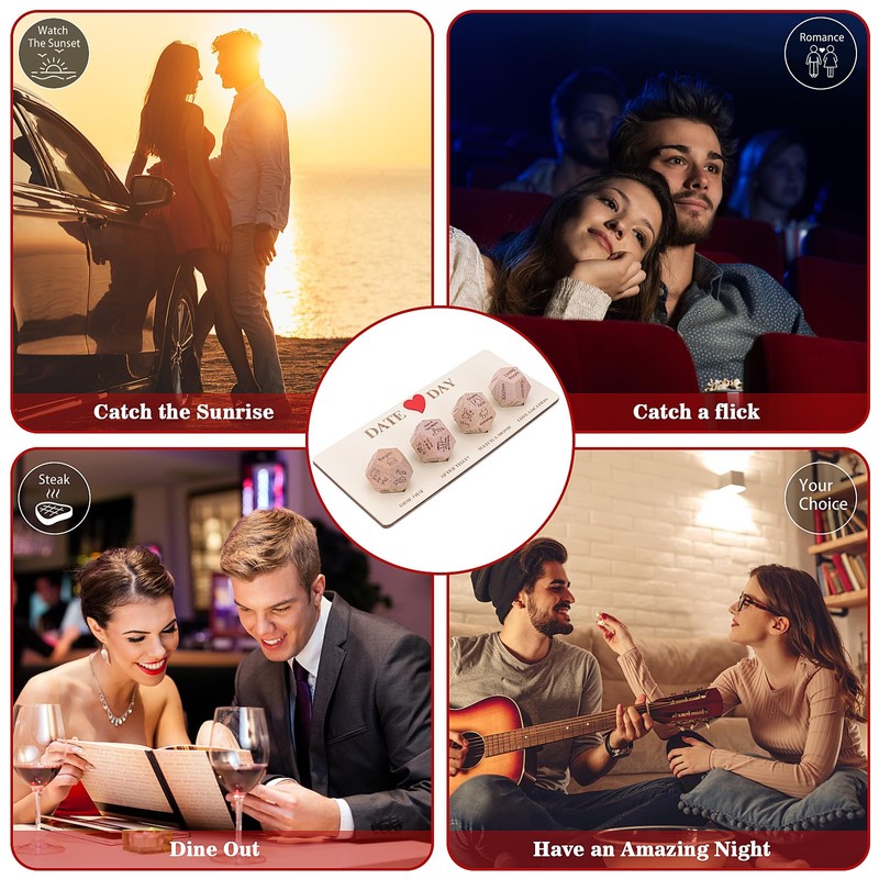Meetory Set of 4 Date Night Dice Set, Romantic Date