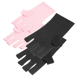 Baluue 2pairs Fingerless Uv Gloves for Nail Art Reusable Comfortable Material Easy to Clean for Manicure Routine Prevents Blackening of Hands