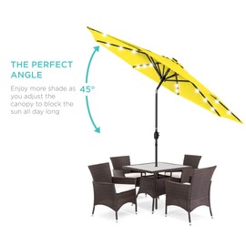 Best Choice Products 10ft Solar Powered Aluminum Polyester LED Lighted Patio Umbrella w/Tilt Adjustment and Fade-Resistant Fabric, Yellow