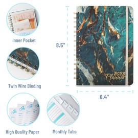 Mr. Pen- 2025 Planner, 6.4"x8.5", Marble Blue, 2025 Planner Weekly and Monthly, 2025 Weekly Planner 2025, 2025 Monthly Planner 2025 Calendar Monthly Planner 2025, 2025 Calendar Planner 2025