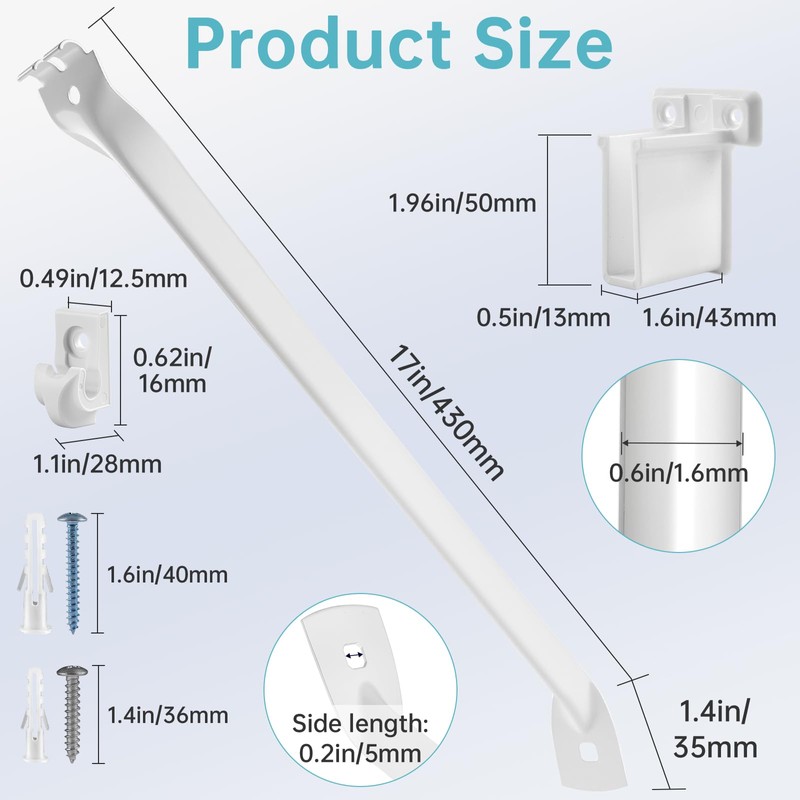 12 Inch Wire Shelf Brackets Set, 6 Wire Rack Support