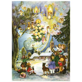 Richard Sellmer Verlag Nostalgischer Adventskalender/Weihnachtskalender mit Bildern und Glimmer Seht die Himmelsleiter