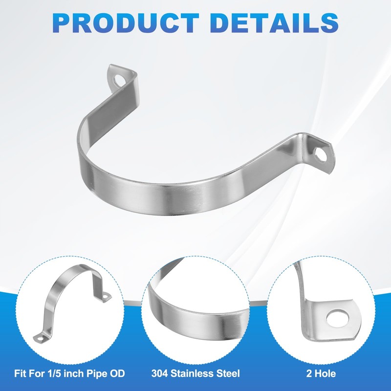 PATIKIL 3-1/2" (89mm) Rigid Pipe Strap, 5 Pcs 304 Stainless