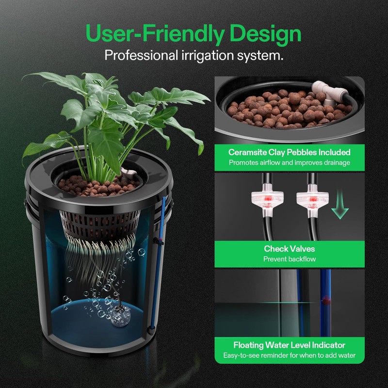 VIVOSUN DWC Hydroponics Grow System with Top Drip Kit, 5-Gallon