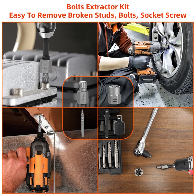 UYECOVE 40 Pcs Screw Extractor Set, 2-in-1 Hex Head Multi-Spline