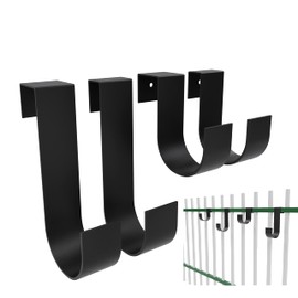 4 Sets Fence Hooks for Pool Equipment,Durable Over Pool Aluminum/Vinly Fence Hanger for Pool Scrubber, Skimmer, Hose and Other Tools,Fits 3/4 Inch to 1-1/4 Inch Fence,Railing or Deck Railing,Black
