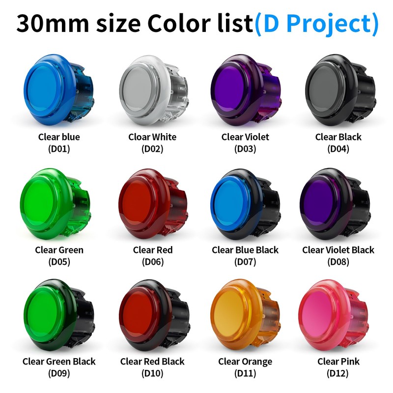 qanba Gravity KS Mechanical Shafts Silent Pushbutton 30mm Snap-in (Boxed