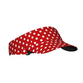 Red Polka Dot Sun Visor Hat for Women Men Adjustable Summer Sun Protection Outdoor Sports Golf Tennis Running Sun Cap