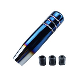 HARIFOGER Universal Burnt Blue Shift knob 5.1" Aluminum Weighted Manual Gear Stick Shifter Car Lever Cover Head with 3 Threaded Adapters M8 M10 M12 x 1.25