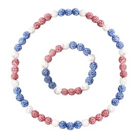 loghohu Baseball Chain and Bracelet Set Baseball Necklace Baseball Beaded Chain Bling Ice Collection Diamond Rhinestone Discoball Dirp Accessories Necklace Gifts for Baseball Team Lovers