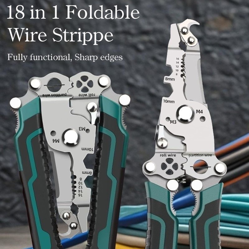 18 in 1 Foldable Wire Stripper/wire crimping tool, 2025 New