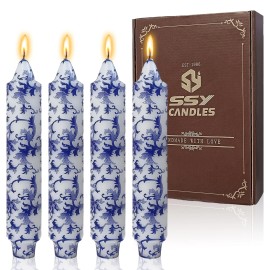 7Inch Pillar Candles Handmade Unscented 4PCS Small Taper Candle Sticks for Festive Parties Wedding Home Decorcolor: Blue, size: 7 inch