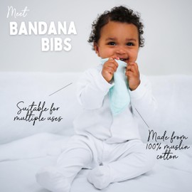 Petite Piccolo Muslin Baby Bibs, 2 Pack, Dribble Bandana Bibs, 100% Cotton, Drool Bibs, Soft and Absorbent, 21.5cm x 41cm - Coral Design