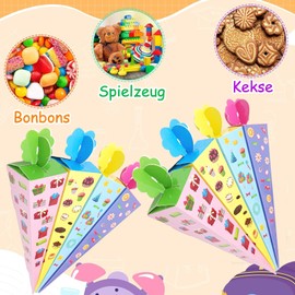 Pack of 20 Mini School Cones Small (Four Colours), 20 cm Sugar Bag Small for School Enrolment, Foldable School Cone, Adults, for Children, Girls, Boys, School Gifts, Party (1)