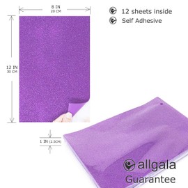 Allgala 12 Pack Glitter EVA Foam Paper 8 x 12inch Sheets-Lavender Color Self-Adhesive - Perfect for Kids Art Craft Projects and Classrooms or Cosplay DIY Cutters Card Party Decoration