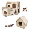JOURINE 2 Packs Tiny Hamster Maze Wooden House Pastoral Style