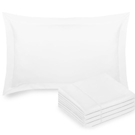 Sunshine Comforts Oxford Pillow Cases 4 pack, 100% Egyptian Cotton Premium Pillow Cases/Pillow Protectors, Hotel Quality Fabric & Wrinkle free pillowcase 4 pack (Standard Size 50x75cm, White)