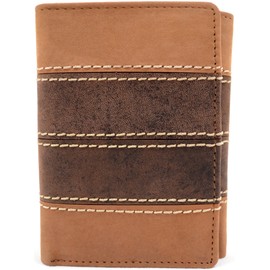 REDHIDE Mens/Gents Genuine Soft Leather Tri-Fold Wallet/Credit Card Holder - Tan/Brown