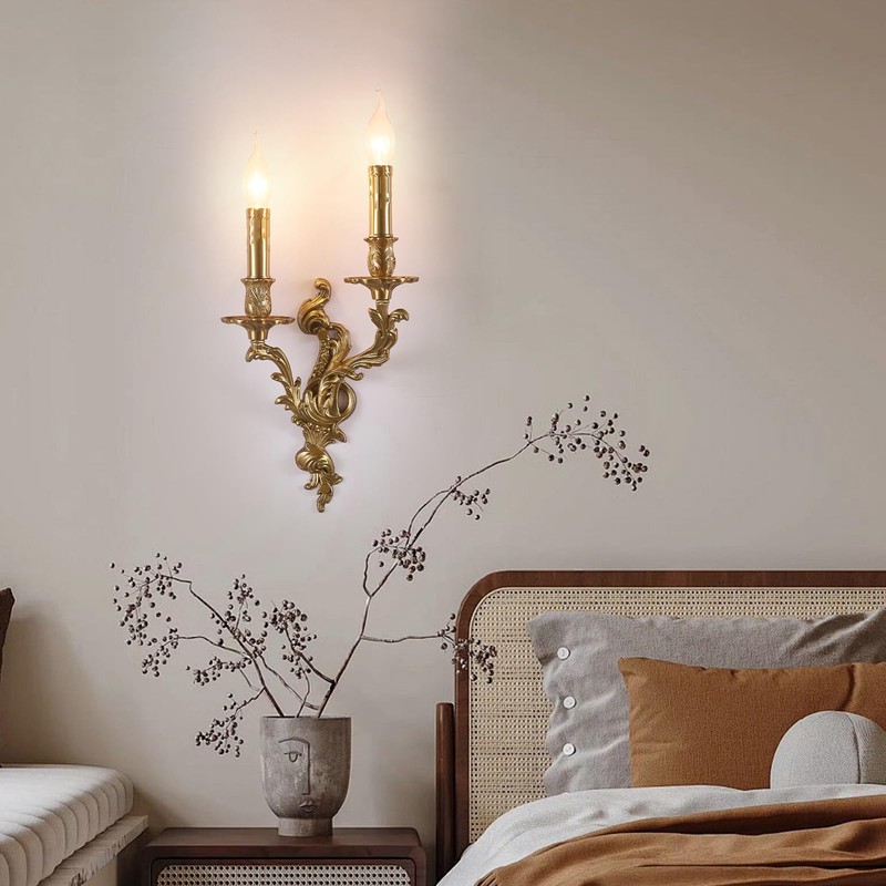 XYDikssn Rustic Brass Wall Sconce French Wall Light Fixture Retro