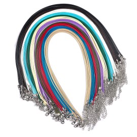 YISHANGFA Leather Necklace Cord,55 PCS 11 Colors Necklace Rope with Clasp for Pendants, Waxed String for Bracelet Making Kit(18 inch-Thickness 1.5mm)