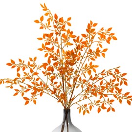 OBDXZHC 6pcs 36 Inch Fall Artificial Plants Fake Autumn Branches for Vase, Faux Orangen Nandina Long Stems for Tall Vase, Fake Plants Fall Stems for Wedding Garden Office Home Décor
