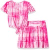 Speechless Girls' Tie Front Top and Short Skirt Set, Fuchsia/White,