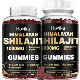 2 Pack Shilajit Gummies 1000mg for Men & Women - Shilajit Gummies with 85+ Trace Minerals, Ashwagandha, Turmeric, Black Pepper - Sugar Free Raspberry Flavor