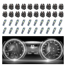 20 luces LED para tablero de coche - Bombillas de luz para panel de instrumentos súper brillantes con bombillas LED T5 37 74 y enchufe de bloqueo giratorio - Luces L-ED universales de 12V para