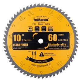 10 Inch Thin Kerf Fine Finish Crosscut Table Saw Blades, 60-Tooth ATB TCT Fine Finish Wood Cutting Circular Saw Blade with 5/8 Inch Arbor