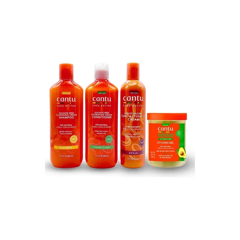 Cantu Kit Shampoo, Acondicionador, Activador Y Gel Aguacate