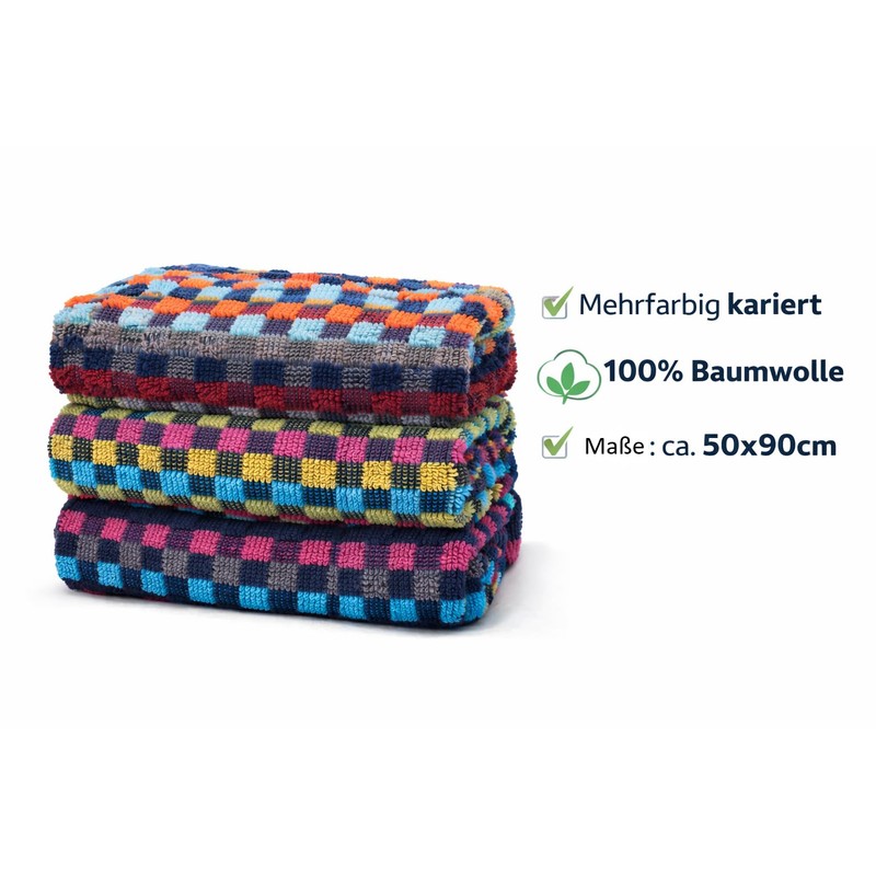 KH-Haushaltshandel Pack of 3 Terry Towel 50 x 90 cm