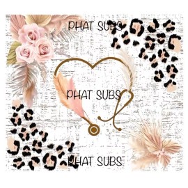 Unbranded 20oz Sublimation Tumbler Wrap Nurse Feathered Stethoscope Ready To Press