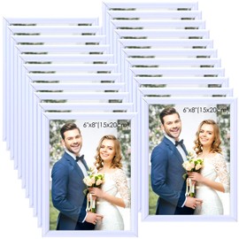 Redbaker 24 Pcs Picture Frames Bulk 6 x 8 Inch Simple Designed Modern White Photo Frames for Pictures with Resin Glass for Wall Mount Tabletop Display Home Office Hotel Decoration