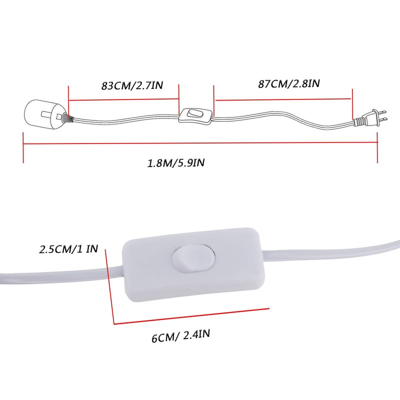 Rextin 4 pcs E26/E27 LED Light socket 5.9FT extension cord