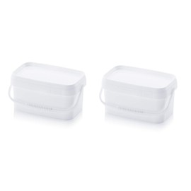 2 x Buckets 2.6 L Rectangular x 2 L 2.5 L Food Safe Stackable Plastic Bucket 2.5 2 Litres White