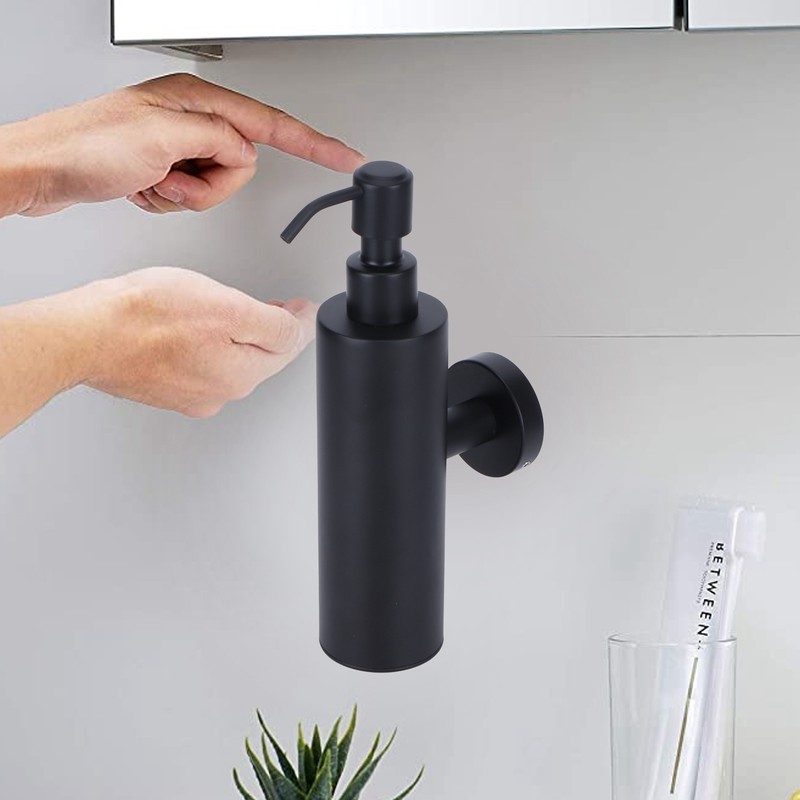 200ml Round Soap Dispenser WallMounted Shampoo Shower Gel Container Bathroom