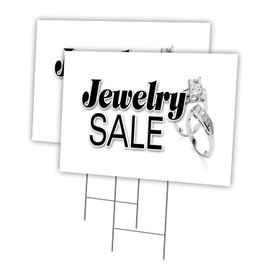 Jewelry Sale 2 Pack of 12" x 16" Yard Sign & Stake | Advertise Your Business | Stake Included Image On Both Sides | Made in The USA