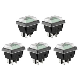 Heschen Rocker Switch On/Off 4 Port Green Light 16A 250VAC with Waterproof Cover (5)