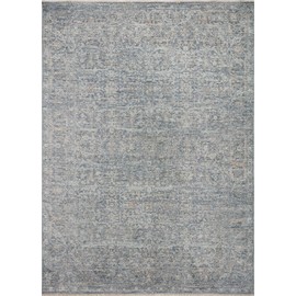 Loloi Angela Rose Blake Collection BLA-03 Denim/Taupe 2'-7" x 8'-0", .25" Pile Height, Fringe, Runner Rug