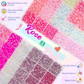 qiiipi 2 Big Boxes Pink Resin Pearls and Rhinestones w B7000 Jewelry Glue for Bedazzling Crafting Flatback Stones Gems Diamonds Half Pearls Charms for Nails Eyes Face Makeup Tumblers Bottles Crafts﻿