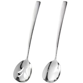 BOHK Delicate Hammered Serving Spoon Cooking Spoon Stainless Steel Large Buffets Spoon Slotted Spoon for Cooking 13-Inch, Pack of 2