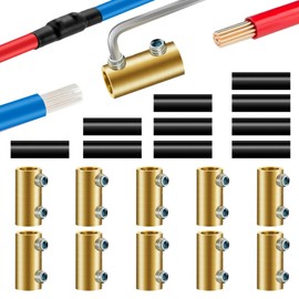 20PCS 6-10AWG 6 8 10 Gauge Wire Connector Nut Kit, 80Amp Screw Quick Wiring Connection Terminal, Splicing Quick Wire Connectors, Circuit Wire Butt Bras Connector with Heat Shrink Tube Wrench